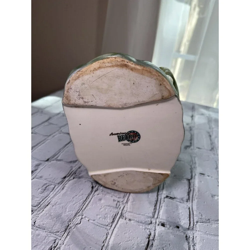American Retro Frog with Santa Hat Cookie Jar Hand Painted Christmas 2005 Vtg
